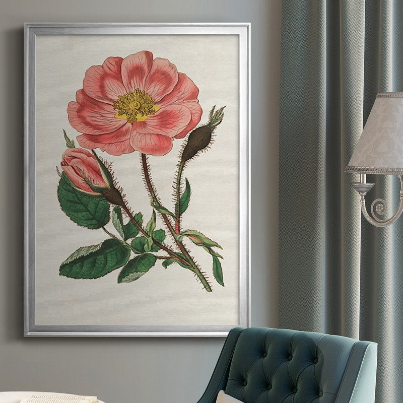 «Pink Floral Mix», reproduction encadrée sur papier, Argent, H 36,5 po x l 26,5 po x P 1 po