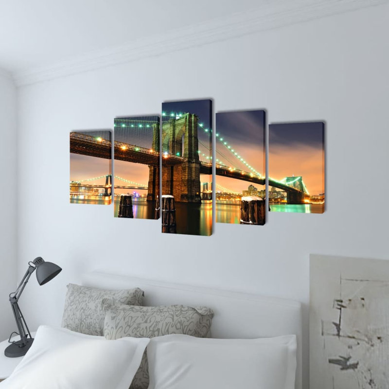 Ensemble d'impressions murales sur toile, H 39,37 po x l 78,74 po x P 0,70 po, Jaune / Brun / Vert