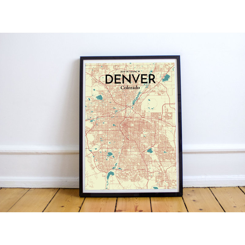 Denver City Map - Unframed Print, 36" H x 24" W x 0.05" D
