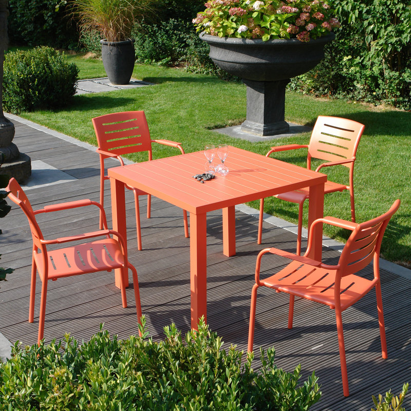 Bolden Square Metal Outdoor Dining Table , 90cm cm W 90cm cm D, Orange