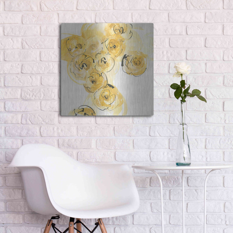 Luxe Yellow Art «Yellow Roses Anew I» par Chris Pac «Yellow Roses Anew I» par Chris Paschke, H 24 po x l 24 po
