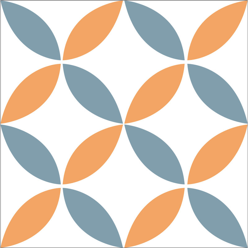 Nolita 8" x 8" Ceramic Patterned Wall & Floor Tile, Orange/Blue