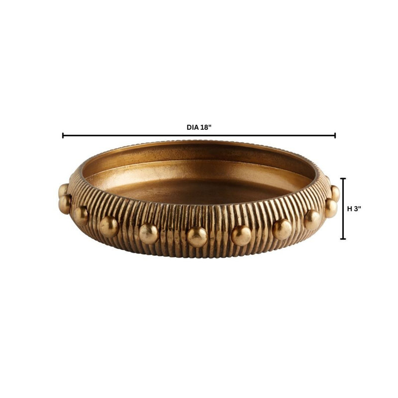 Batten Metal Decorative Tray, 3" H x 18" W x 18" D