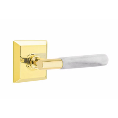 Emtek Select Passage Leverset, Quincy Rosette, T-Bar Stem, Green Marble Handle, RH-5.875" W x 5.875" L