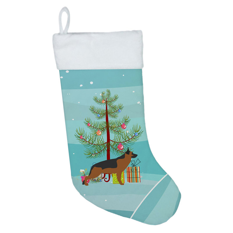 Chaussette de noël joyeux de noël, Berger allemand noir / brun
