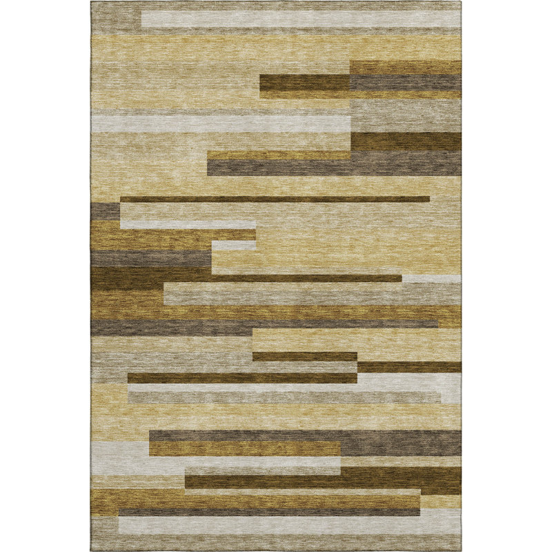 Premium Machine Washable Prisco Khaki Rug, Rectangle 9' x 12'