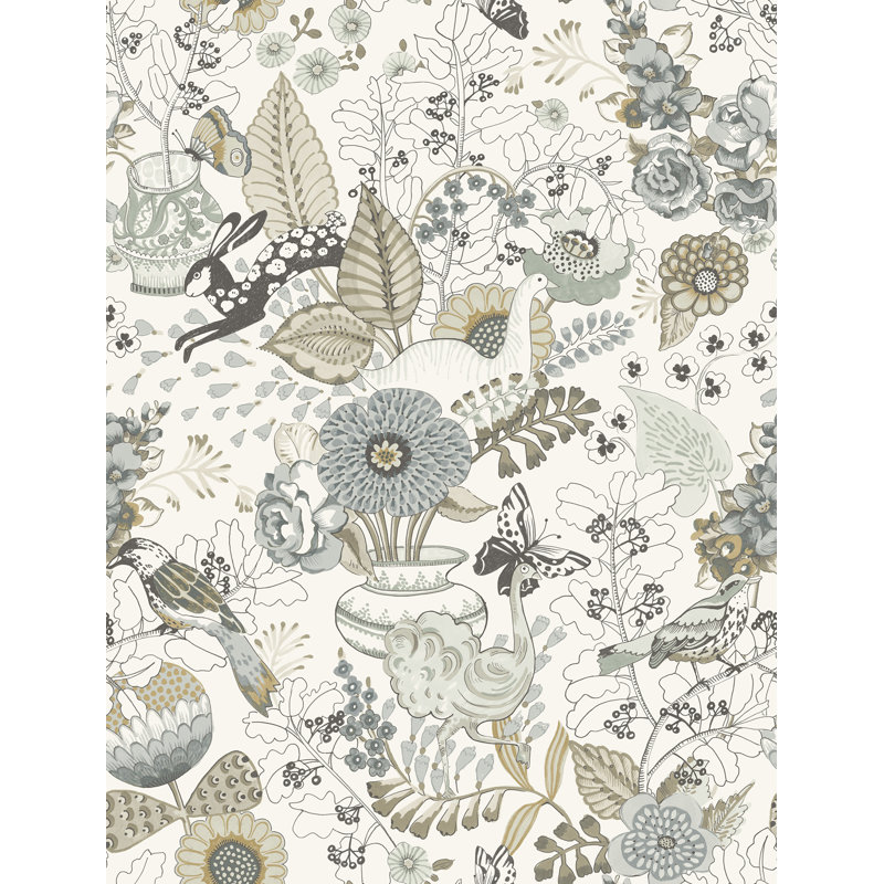 Whimsy Coral Fauna Wallpaper, Blue