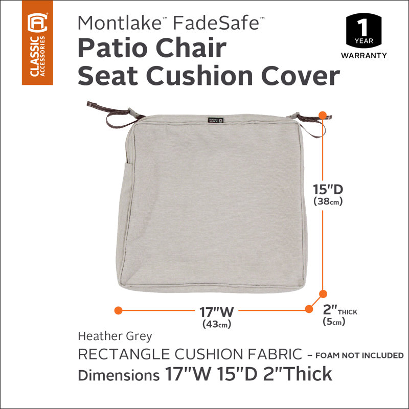 Ayvion Outdoor Patio Chair Cover, 2" H x 17"W x 15"D , Heather Gray