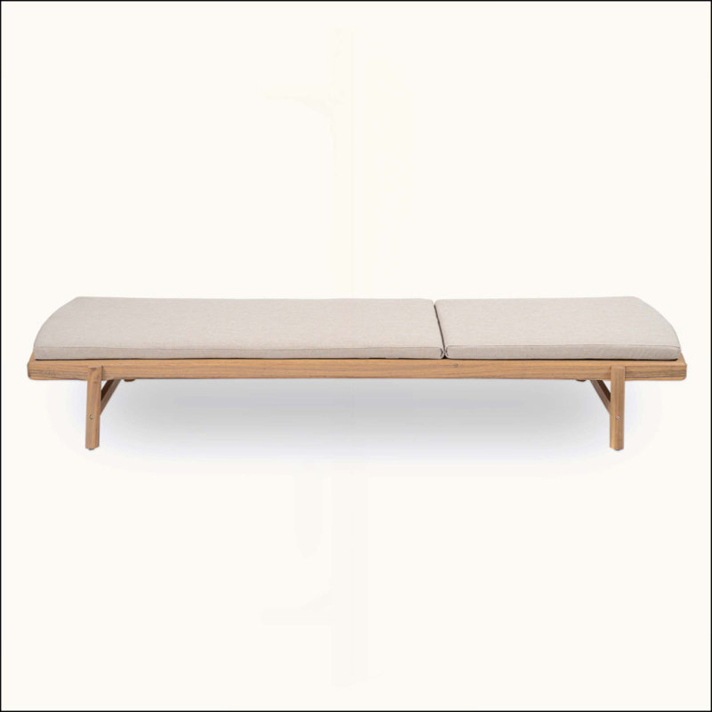 Chaise longue avec coussin en bois d'acacia, ensemble de 2