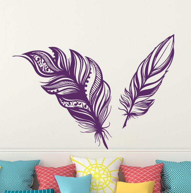 Adhésif décoratif plumes, H 22 po x l 31 po, Violet