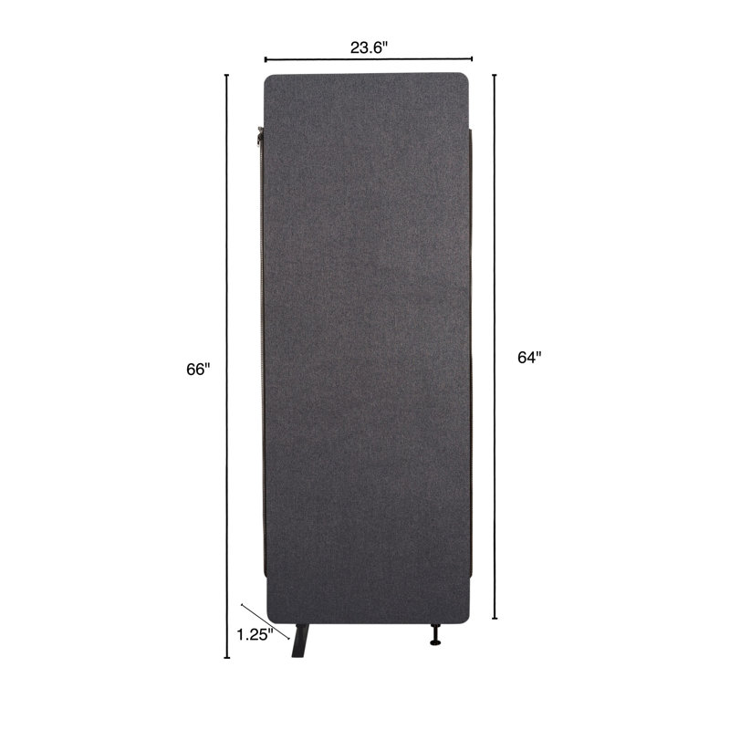 Ash Grey Acoustic Room Divider with Steel Feet, 24" x 66"