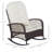 Outsunny Outdoor Wicker Rocking Chair With Wide Seat, Thick, Soft Cushion, Rattan Rocker W/Steel Frame, High Weight Capacity For Patio, Garden, Backyard, Cream White