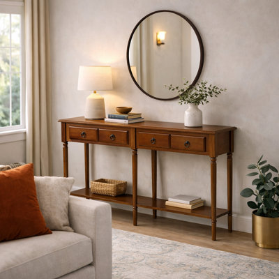 Coastal Solid Wood Double Hall Console Table