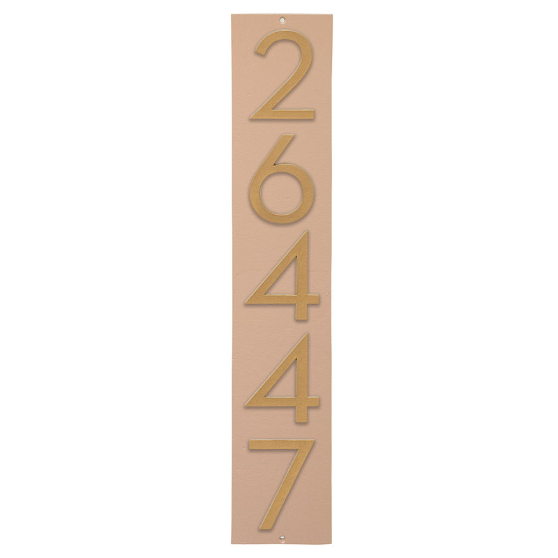 Plaque d'adresse verticale flottante 4 po (5 chiffres), Taupe, Or