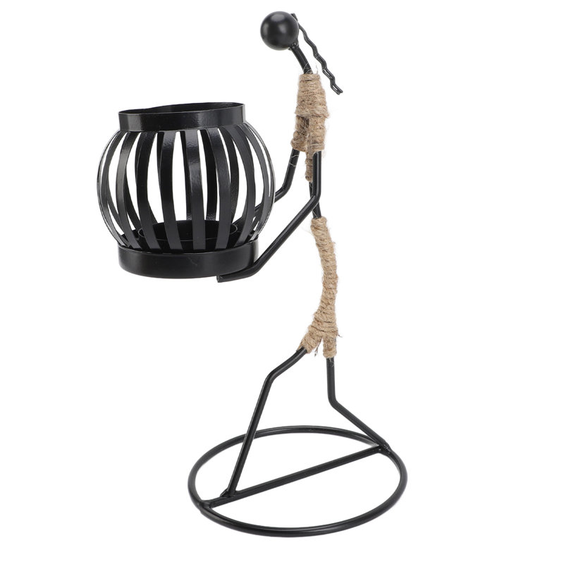 Porte-bougie moderne en fer moderne avec support à bougie rustique en métal, décoration de table de salon 7150V-06 Les filles tiennent une lanterne