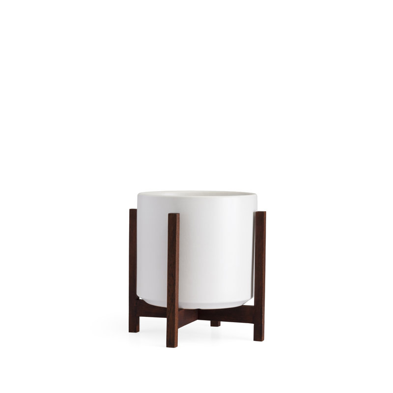 Keyes Pot Planter, White/Dark, 10.25" H x 10" W x 10"