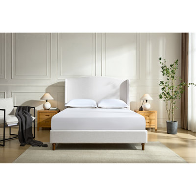 Très grand lit - Tête de lit de 54 po avec revêtement en chenille et chambre à coucher minimaliste