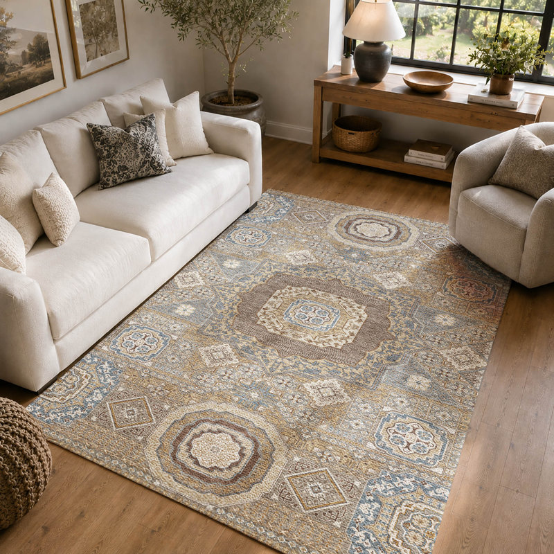 Tapis traditionnel lavable à la machine Premium, Taupe, 3 pi x 5 pi
