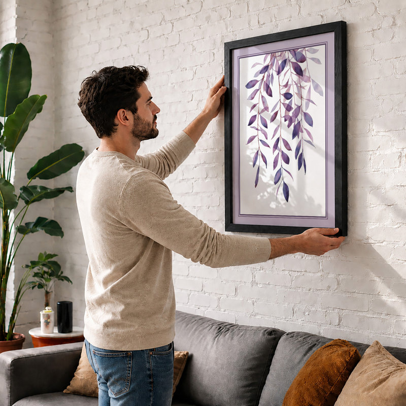 Cascading Wisteria Botanical - Framed Print, Unframed, A3 - 42.0 x 29.7 cm
