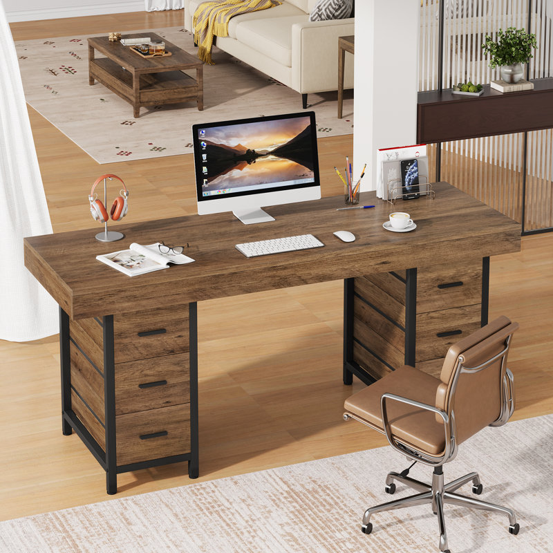 Bureau d'ordinateur 63 pouces avec 6 tiroirs 63 pouces