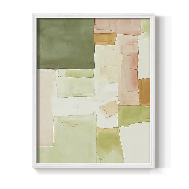 Abstrait, impression encadrée «CC XXXII» - prête à être accrochée - fabriquée aux États-Unis, H 20 po x l 16 po, Blanc
