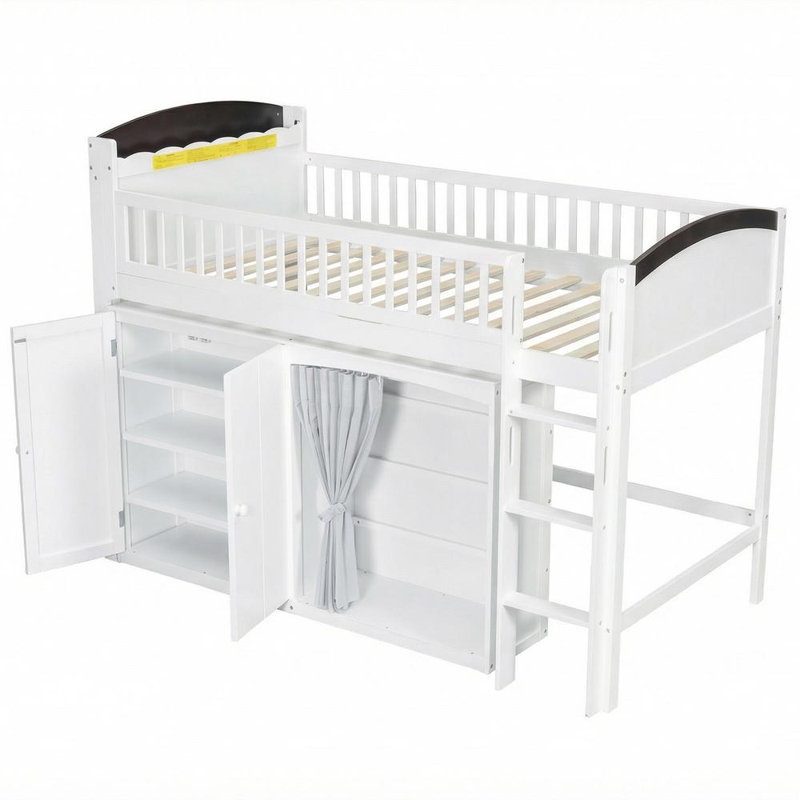 Twin Size Loft Bed, White