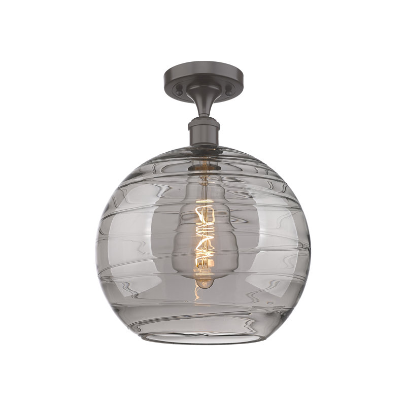 Plafonnier semi-encastré 1 lumière Wager, H 14,63 po x l 13,75 po x P 13,75 po, Bronze huilé