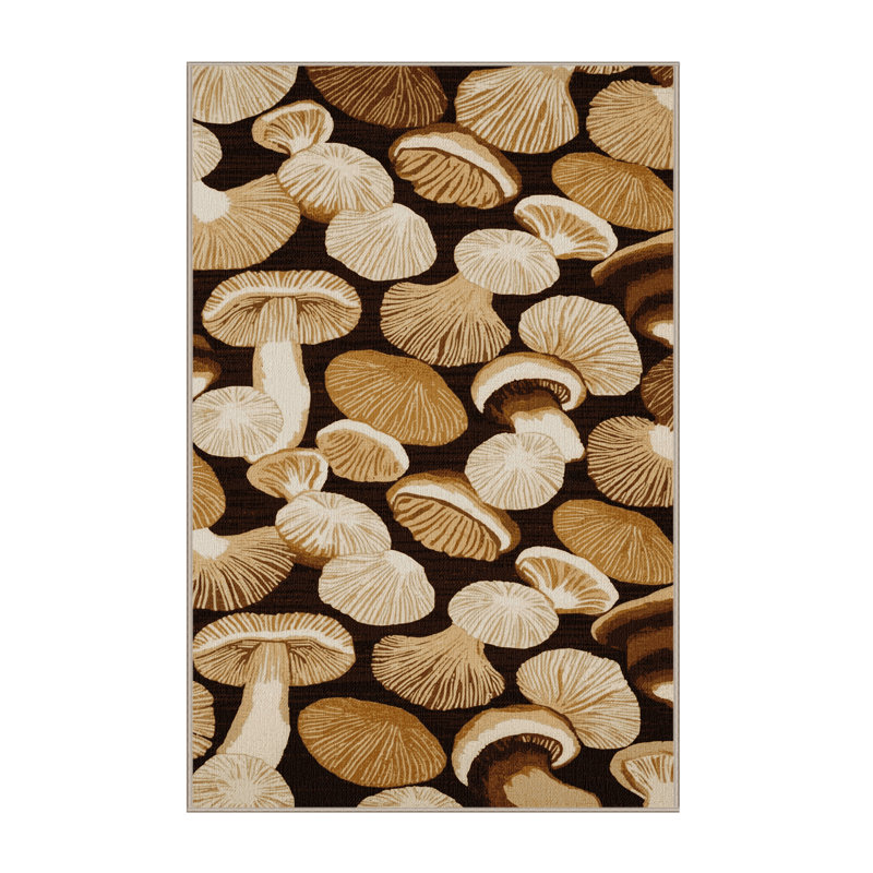 Washable Shiitake Mushroom Vegetables Area Rug, Rectangle 8' x 12'