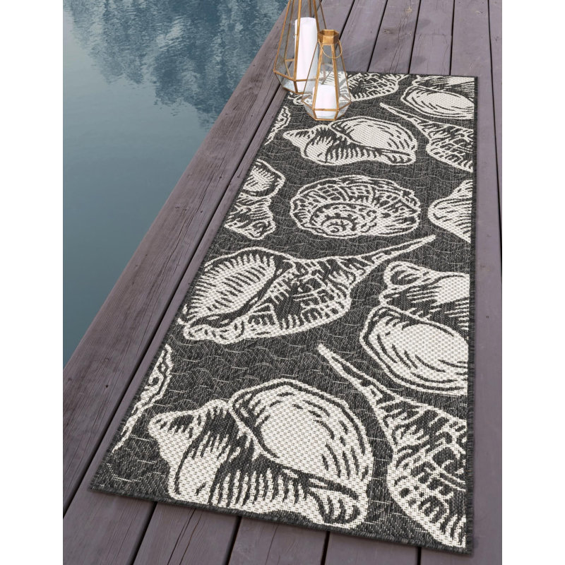 Contemporary Aviesel Area Rug Black and White Color, Runner 2' x 8'