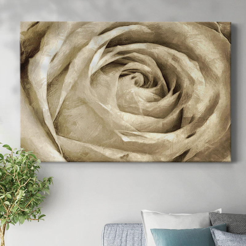 Neutral Wall Flower IV-Gallery Wrapped Canvas, 32" H x 48" W