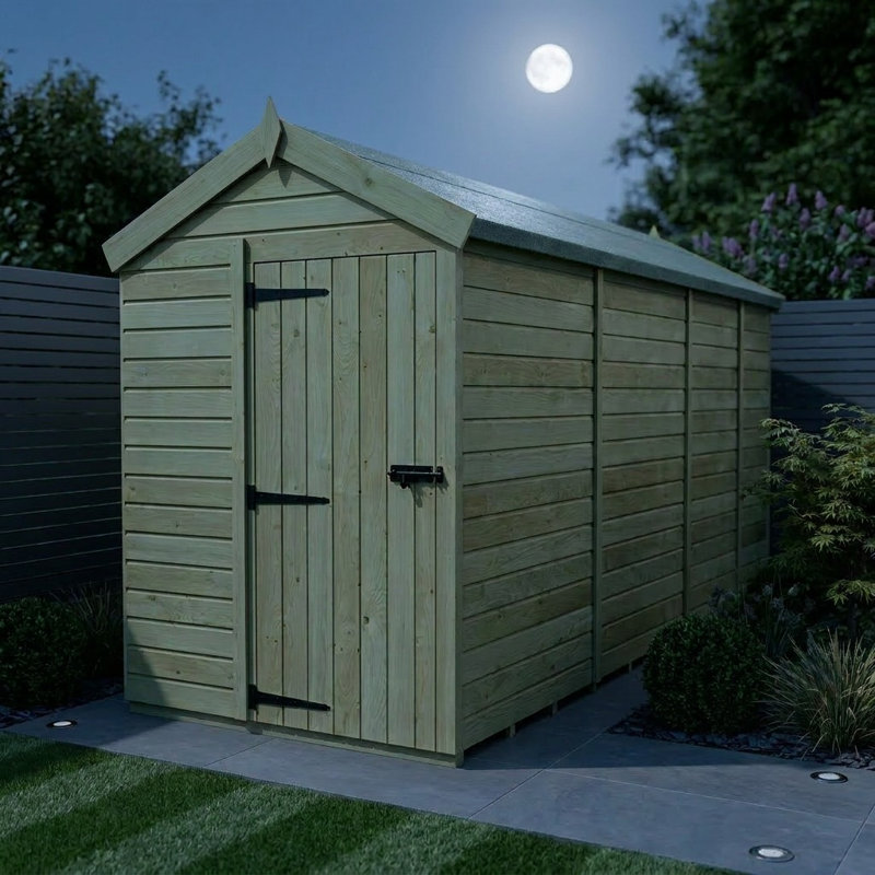 Total Sheds 5ft x 13ft Apex Garden Shed - Single Door - No Windows - Pressure Treated Timber - UK Manufactured