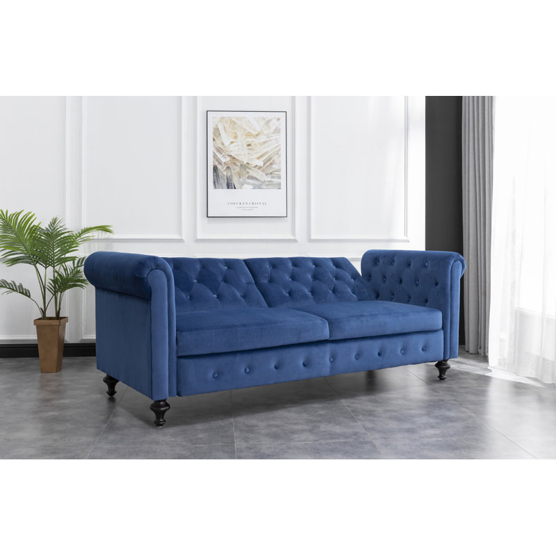 Selene 3 Seater Velvet Sleeper, Blue