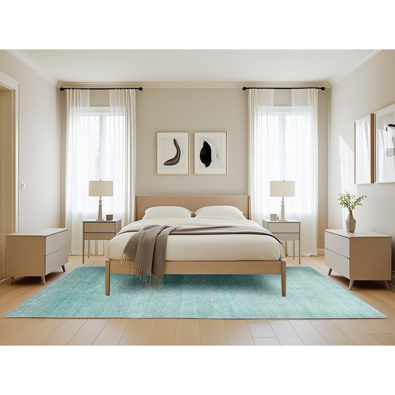 Tapis bleu sarcelle Peete, Rectangle 5 pi x 8 pi