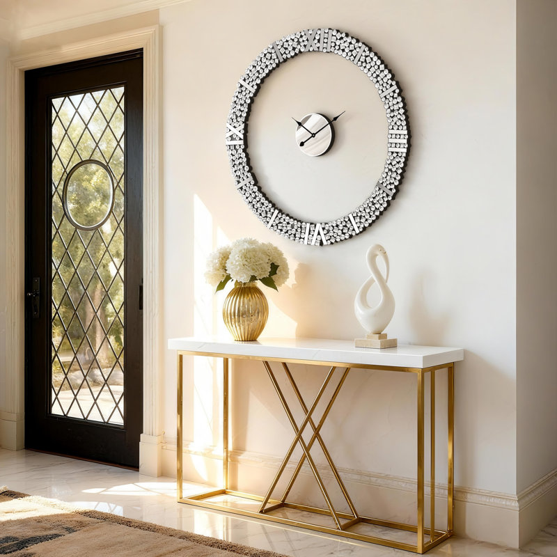 Horloge murale ronde en cristal avec cadre pliable