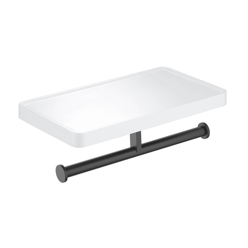 Porte-papier hygiénique mural double Deco avec tablette, Noir mat