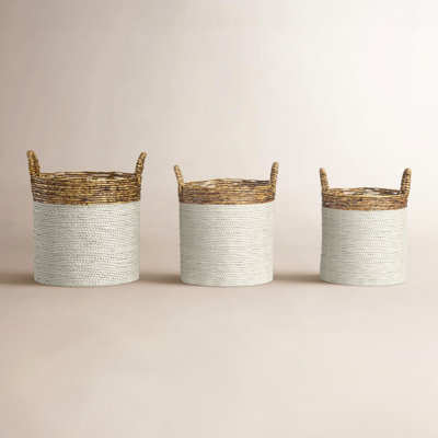 Handmade Coastal Seagrass Decorative Basket - Set of 3