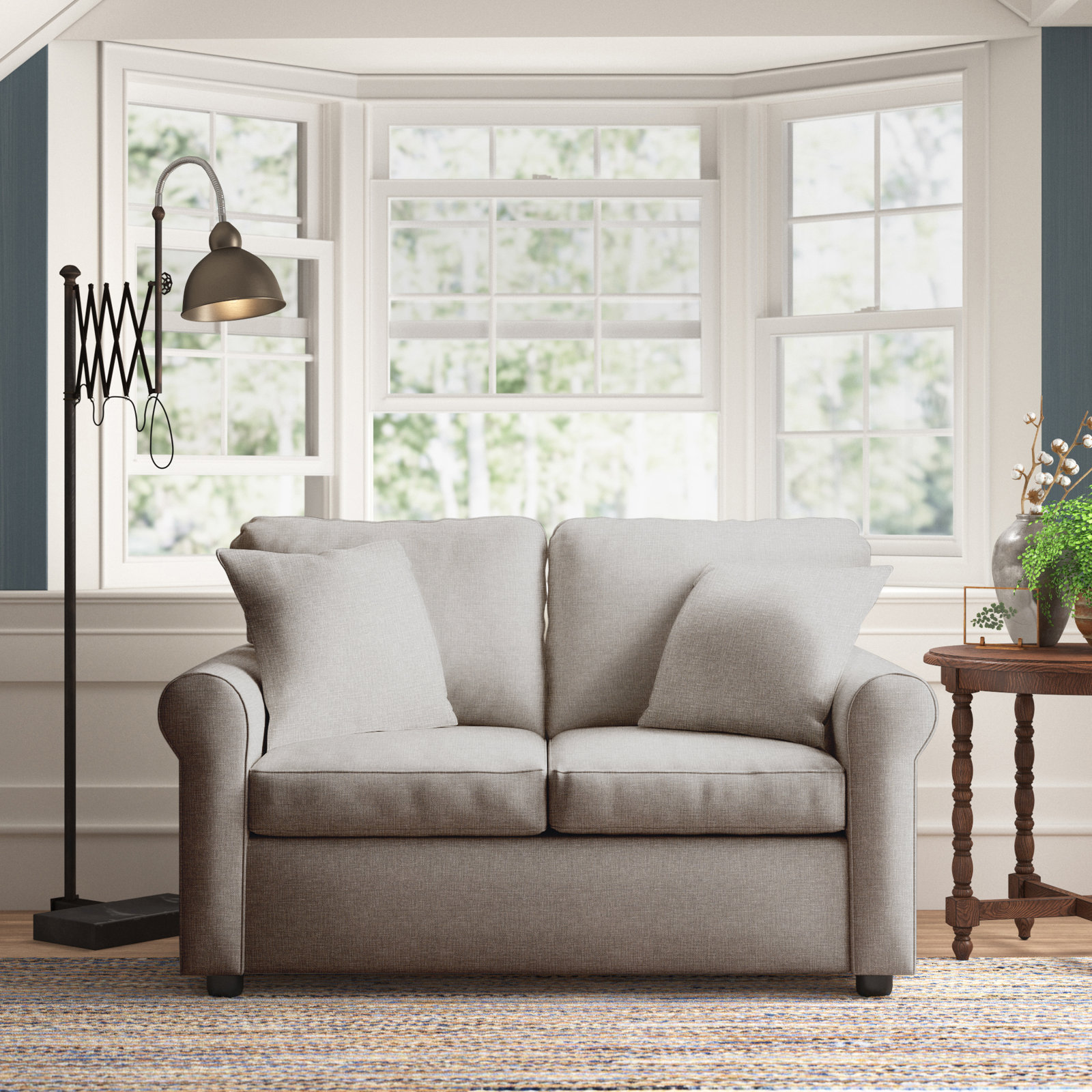 Warrington 60'' Upholstered Loveseat, Drusky Snow Sustain® Basketweave