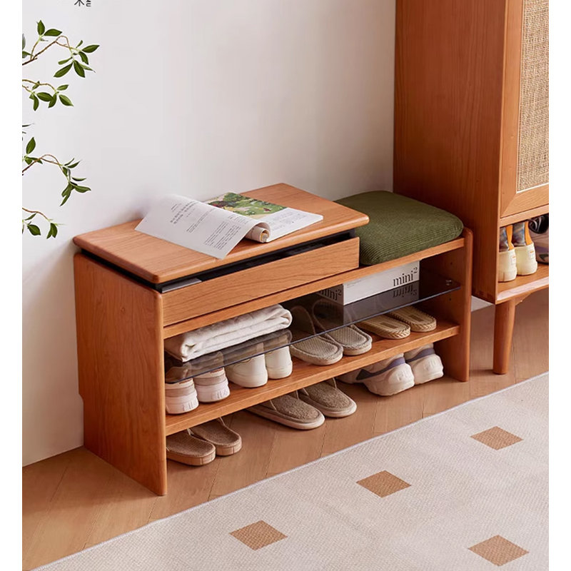 Banc de rangement à chaussures à trois niveaux avec tiroirs Scandinavian