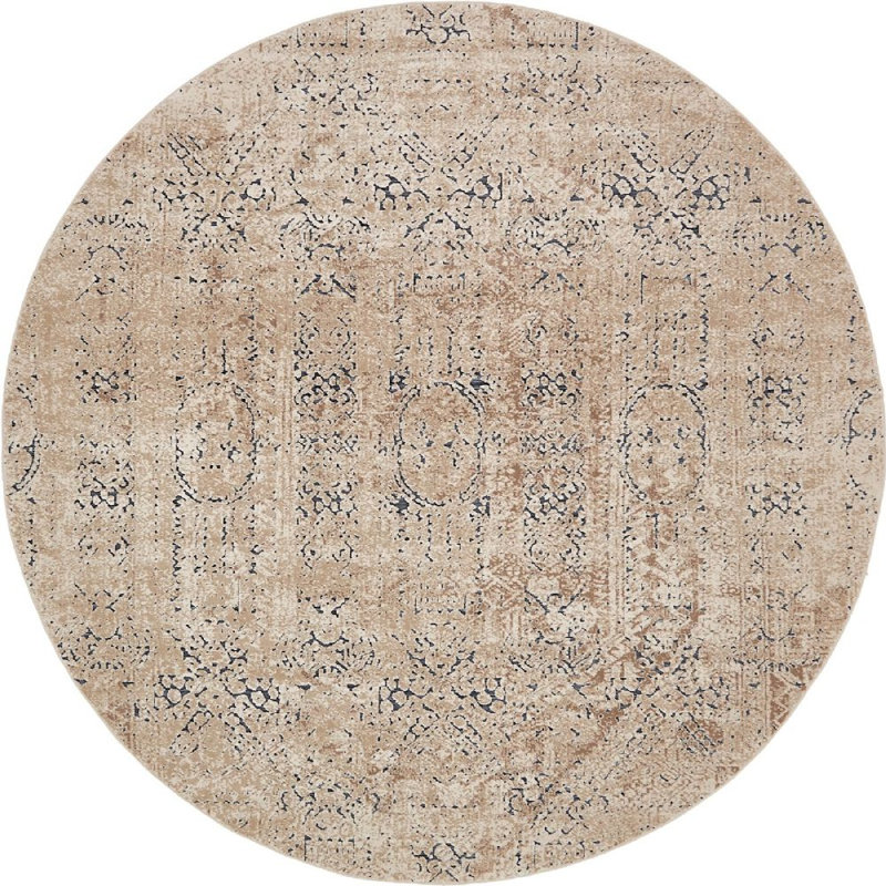 Tapis oriental beige Arleaner, Rond 7 pi 10 po