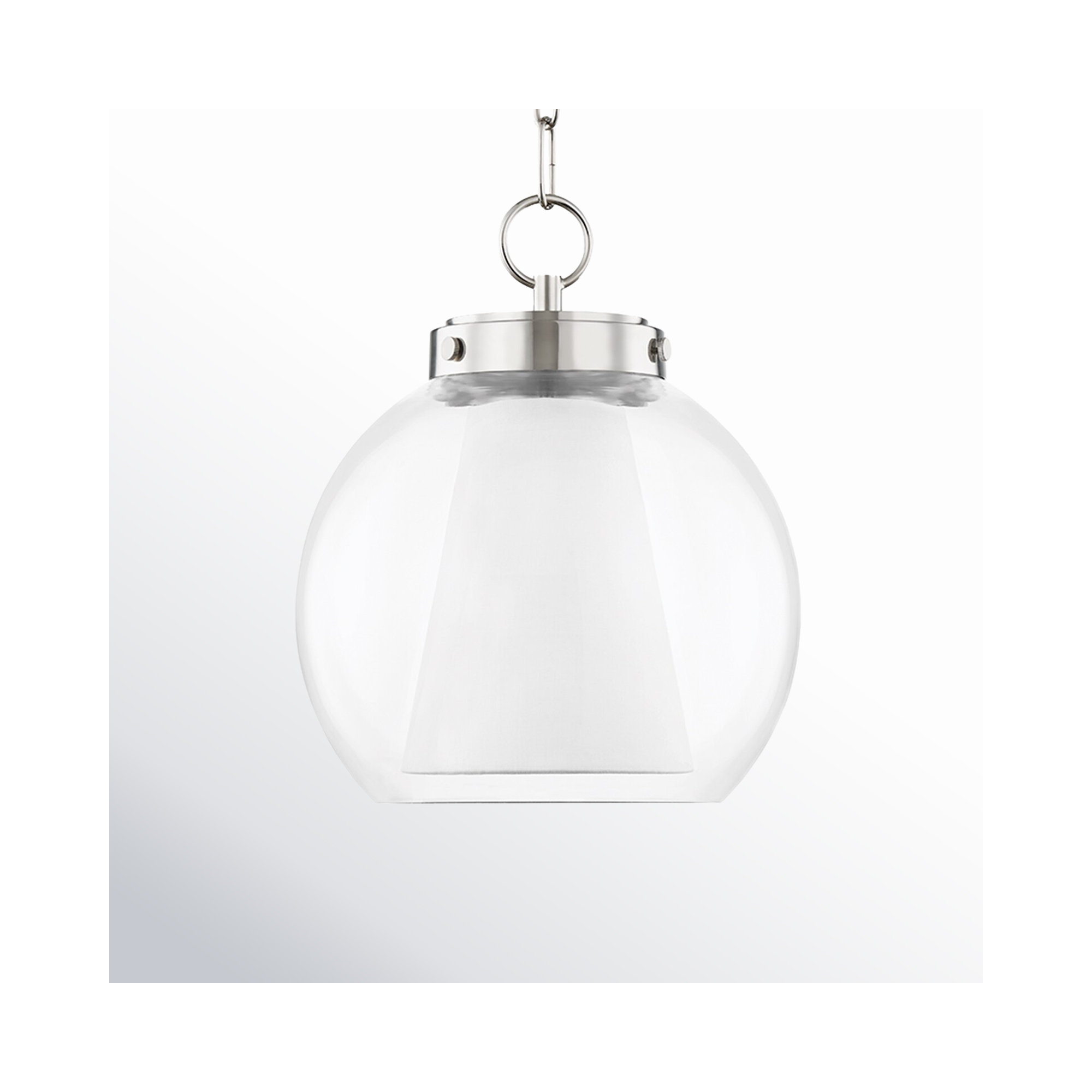 Dunwell Single Light Pendant, Polished Nickel, 12" H x 10" W x 10" D