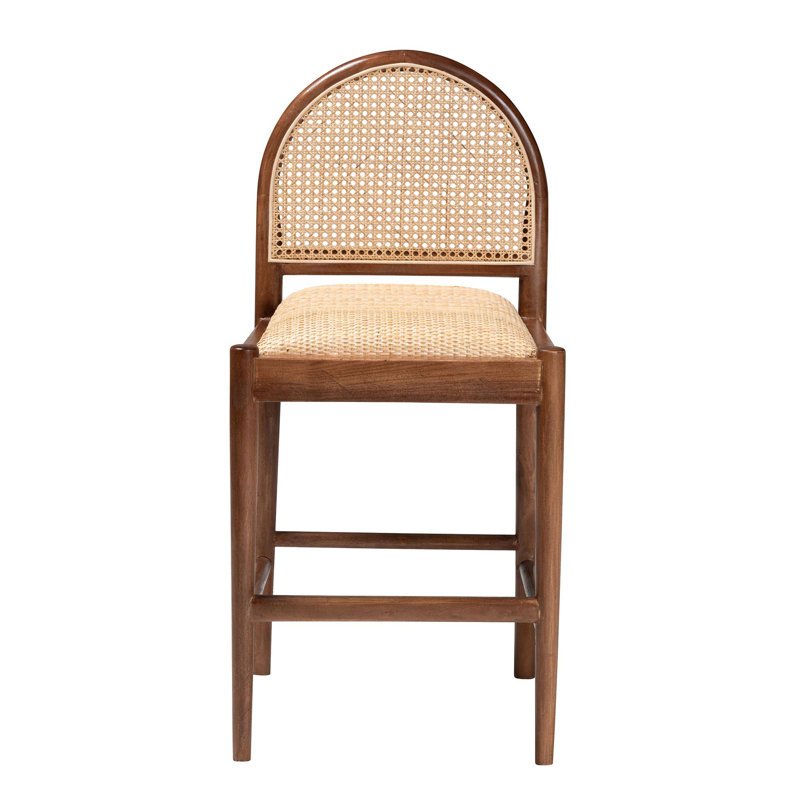 Maryland Natural Rattan and Acacia Wood Bohemian Counter Stool