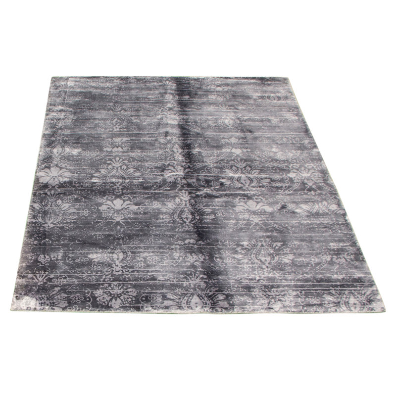 Tapis à la main one-of-kind-noué la 2010 de gris transitionnel 5 pi x 7 pi 5 po Lovis