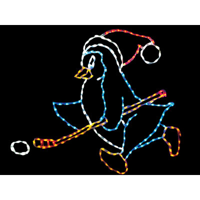 Affichage à DEL animée hockey pingouin avec rondelle (face à gauche) (52 po)