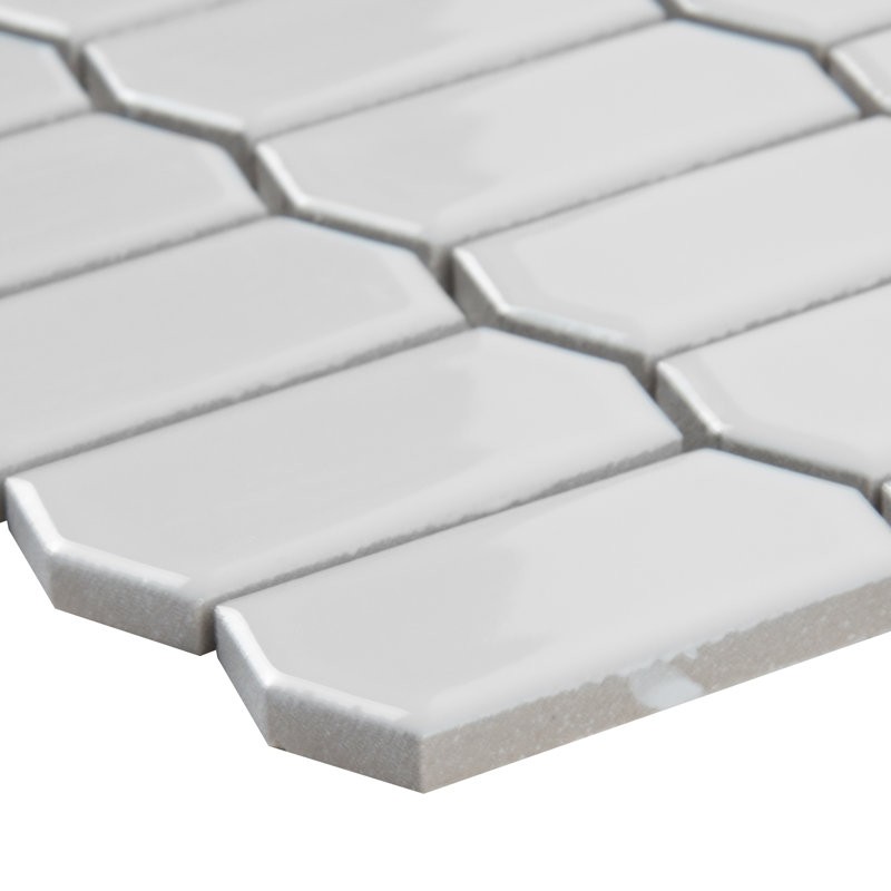Silica White Spire 11 in. x 14 in. Glossy Porcelain Mosaic Floor and Wall Tile