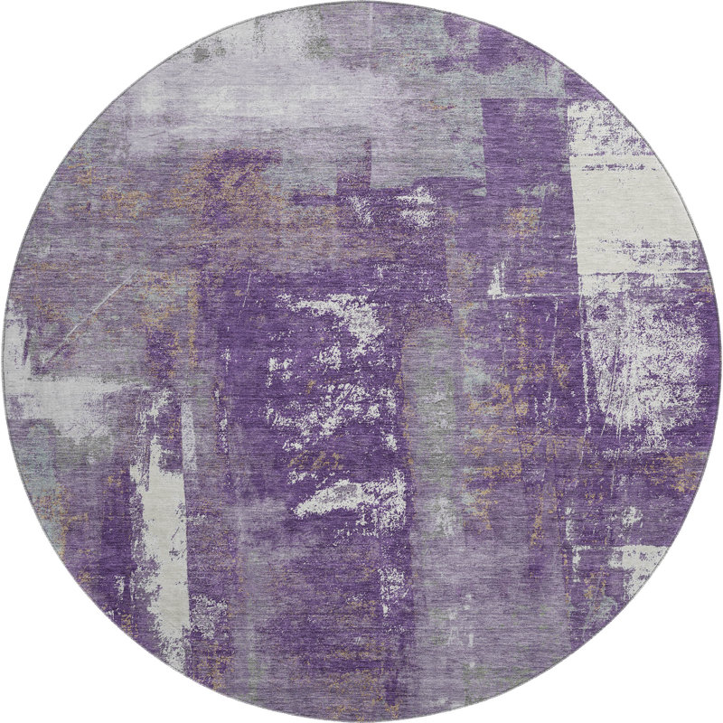 Premium Machine Washable Pirtle AMF1984 Abstract Rug, Round 8'
