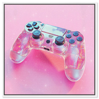 Clear Crystal Controller Canvas Pink Gaming Prints by