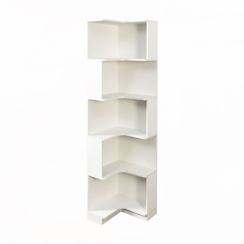 Bibliothèque d'angle à 5 niveaux avec chicane, Blanc