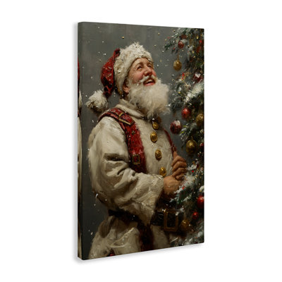 «Happy Santa & Tree», art mural sur toile par Imagine It Images