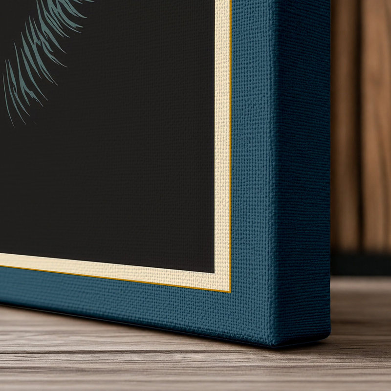 Fox-Headed Figure Modern - Wrapped Canvas, 24x16 - 61.0 x 40.6 cm, Teal Border