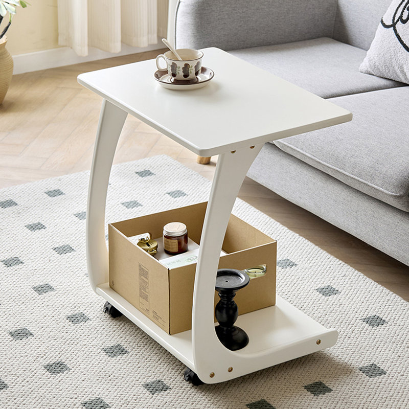 Table d'appoint rectangulaire blanche en bois massif, 23.62, White